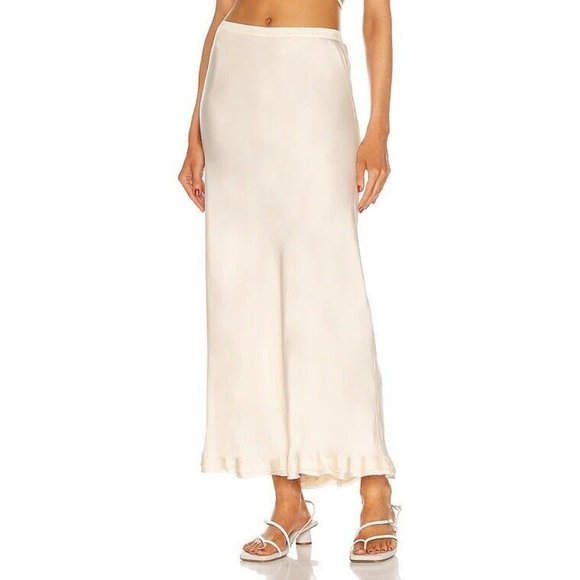JONATHAN SIMKHAI STANDARD Karter Skirt Sandstone Cream Long S NWT $265 - Picture 2 of 10